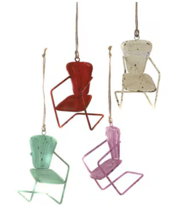 Vintage Scalloped Lawn Chair Ornament, Color: white