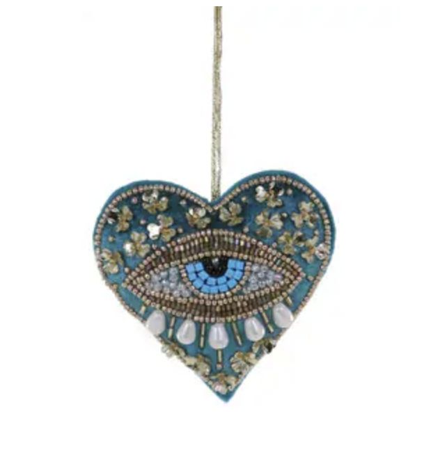 Heart Ojo Beaded Ornament