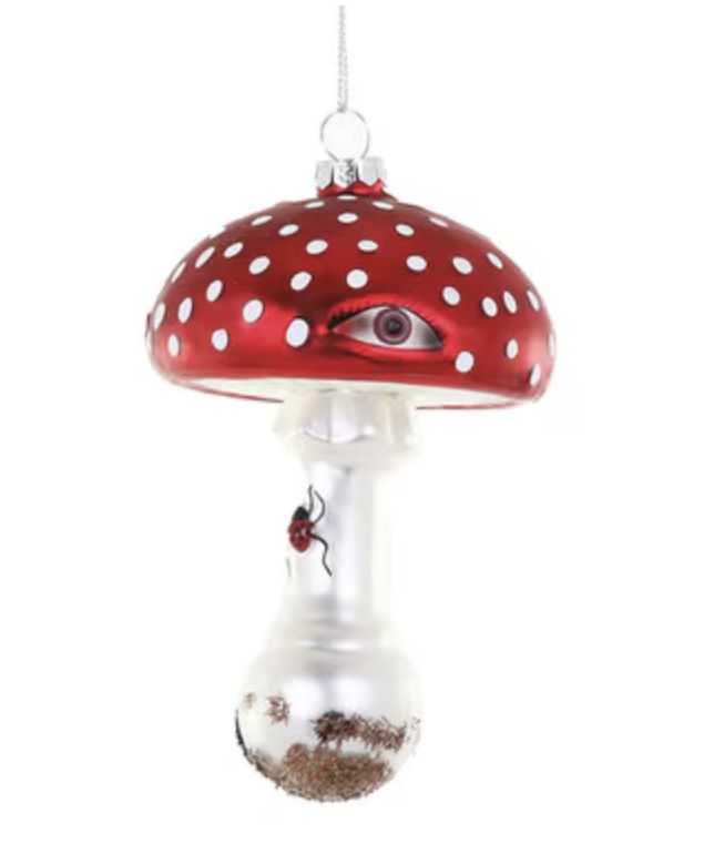 Surreal Mushroom Glass Ornament
