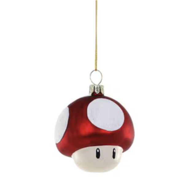 Mario Mushroom Glass Ornament