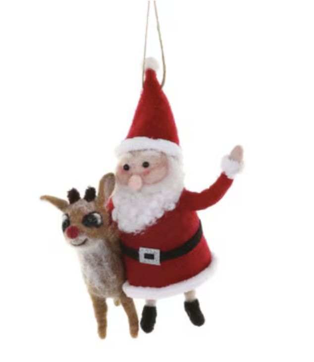 Santa &amp; Rudolph Felt Ornament