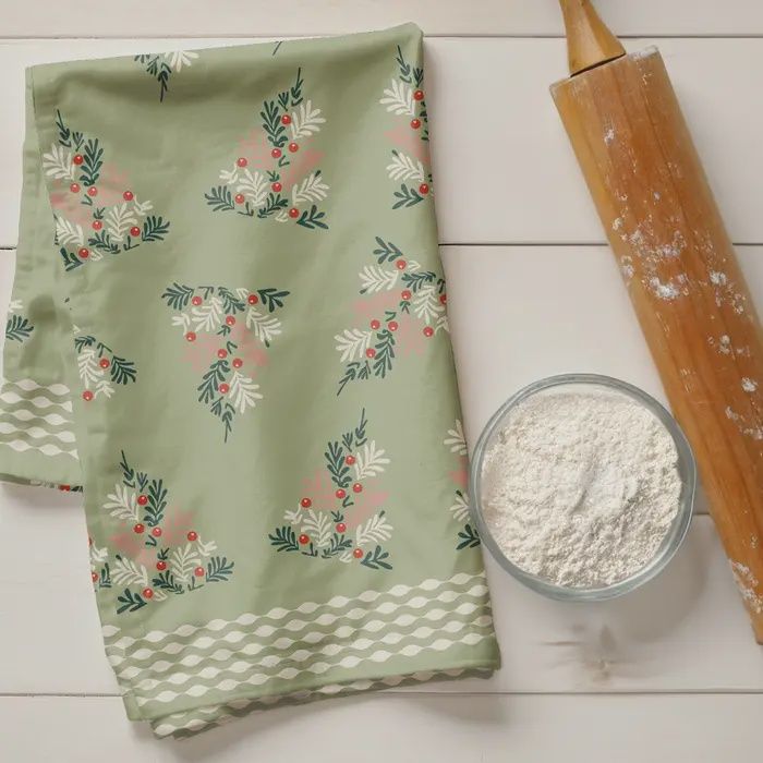 Green Christmas Tree Tea Towel