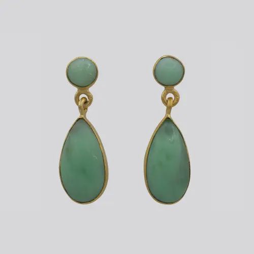 Cabochon Stone Teardrop Stud Earring