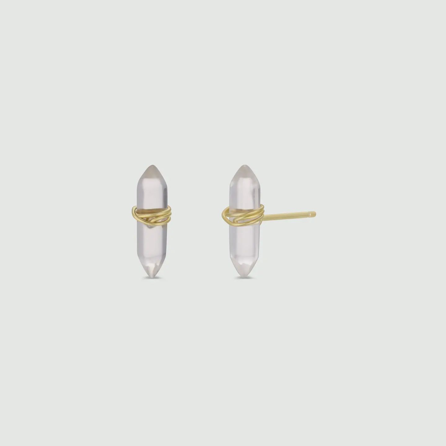 Mineral Point Gold Wire Wrapped Earrings | Clear Quartz