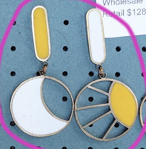 Eclipse Earrings by Clouds and Ladders, Color: yellow &amp; white