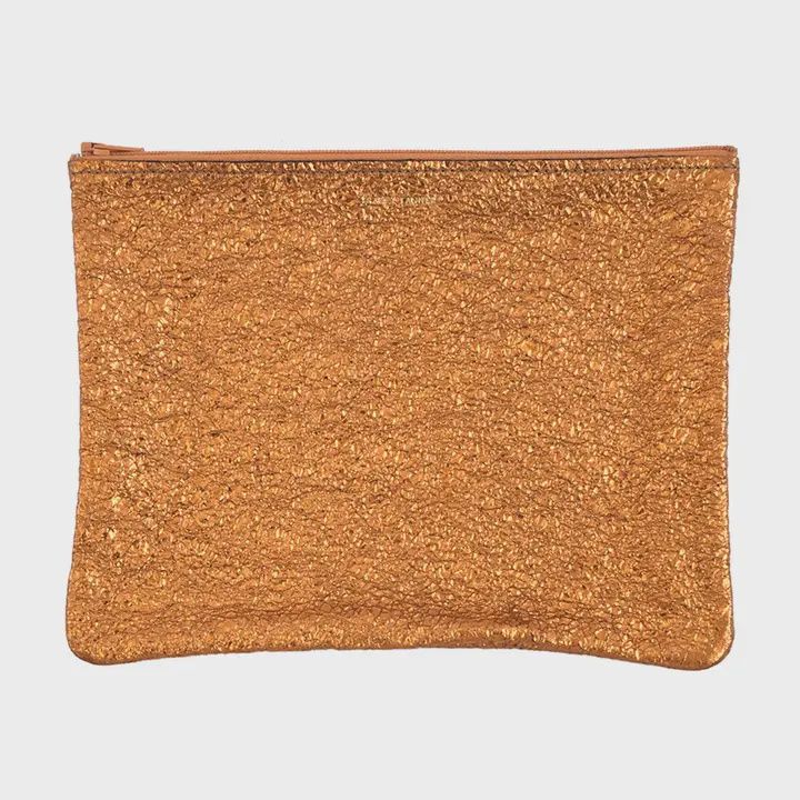 Large Leather Zip Pouch | Crinkle Sunset