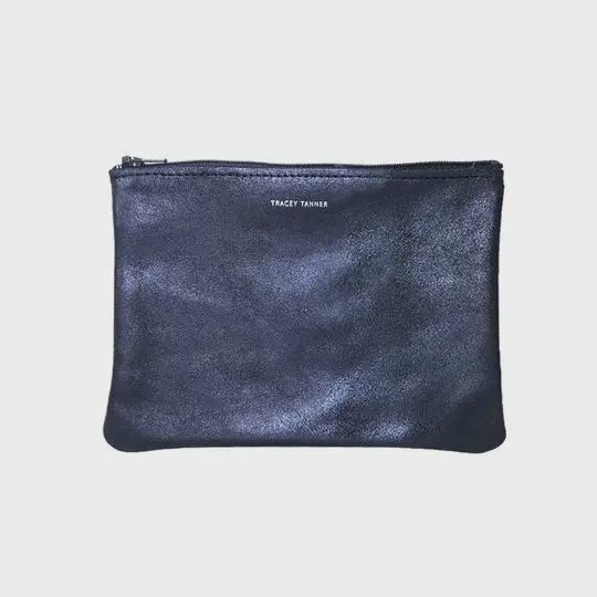 Medium Leather Zip Pouch | Sparkle Twilight