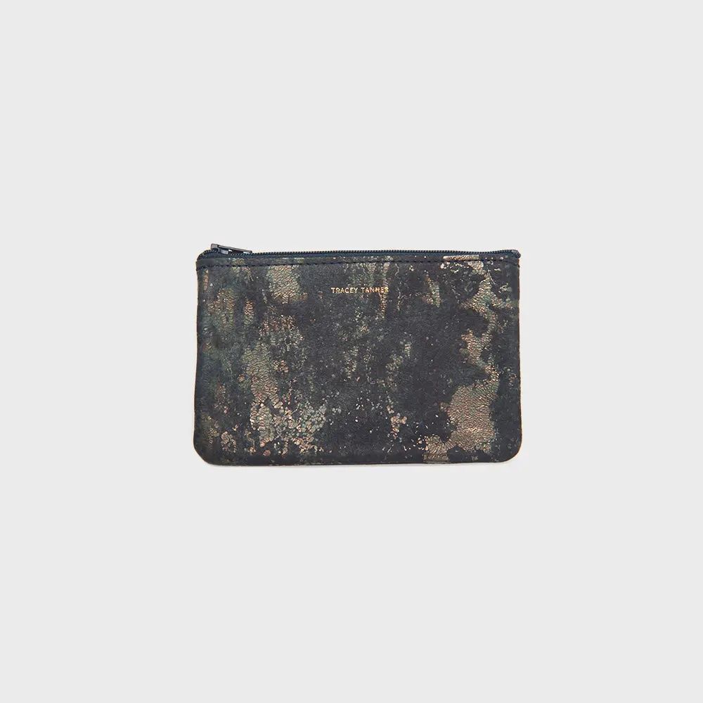 Small Leather Zip Pouch | Oxidize Zinc