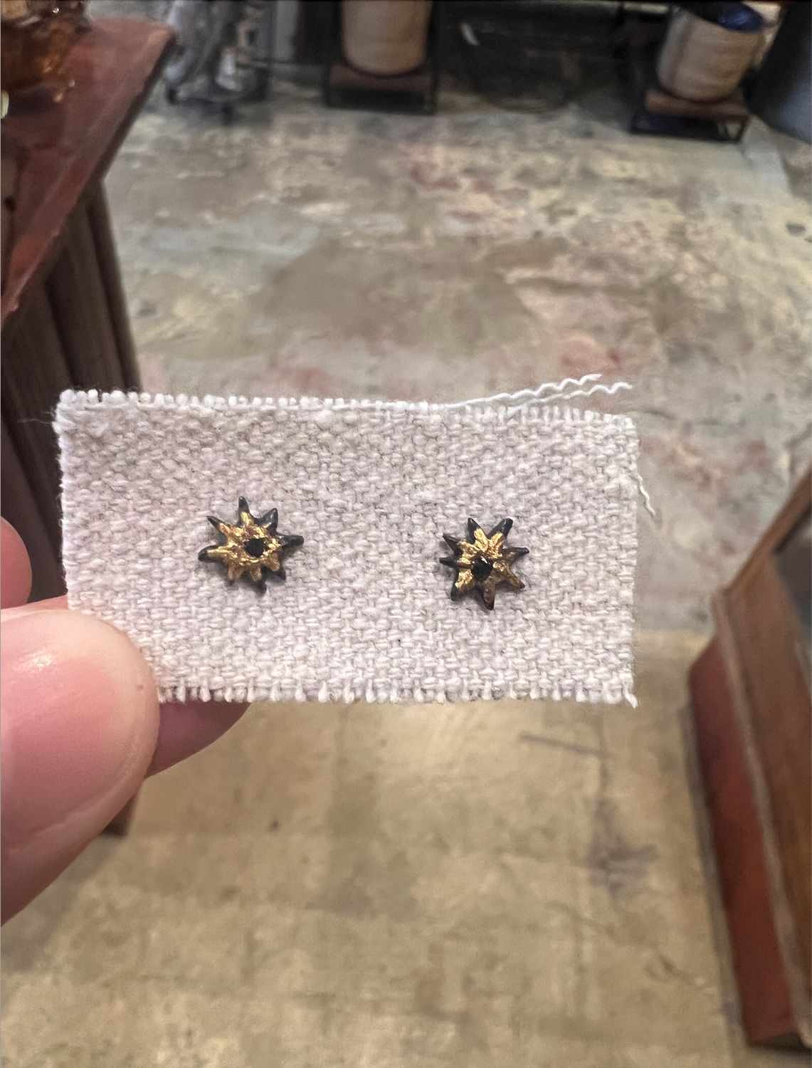 Asterisk Stud Earrings Diamond OX SS/24KG