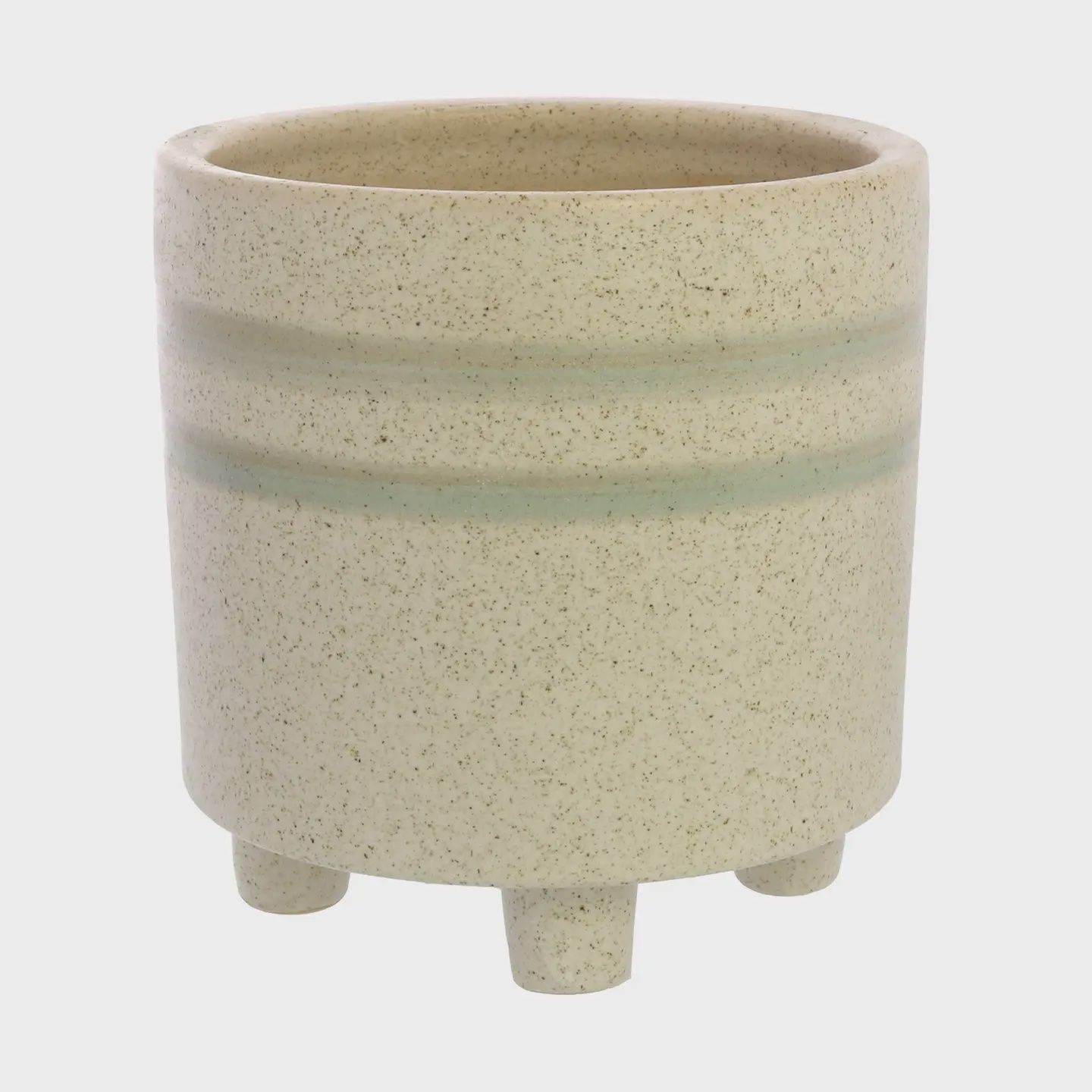 Fluorite Cachepot Ceramic LG White/ Teal