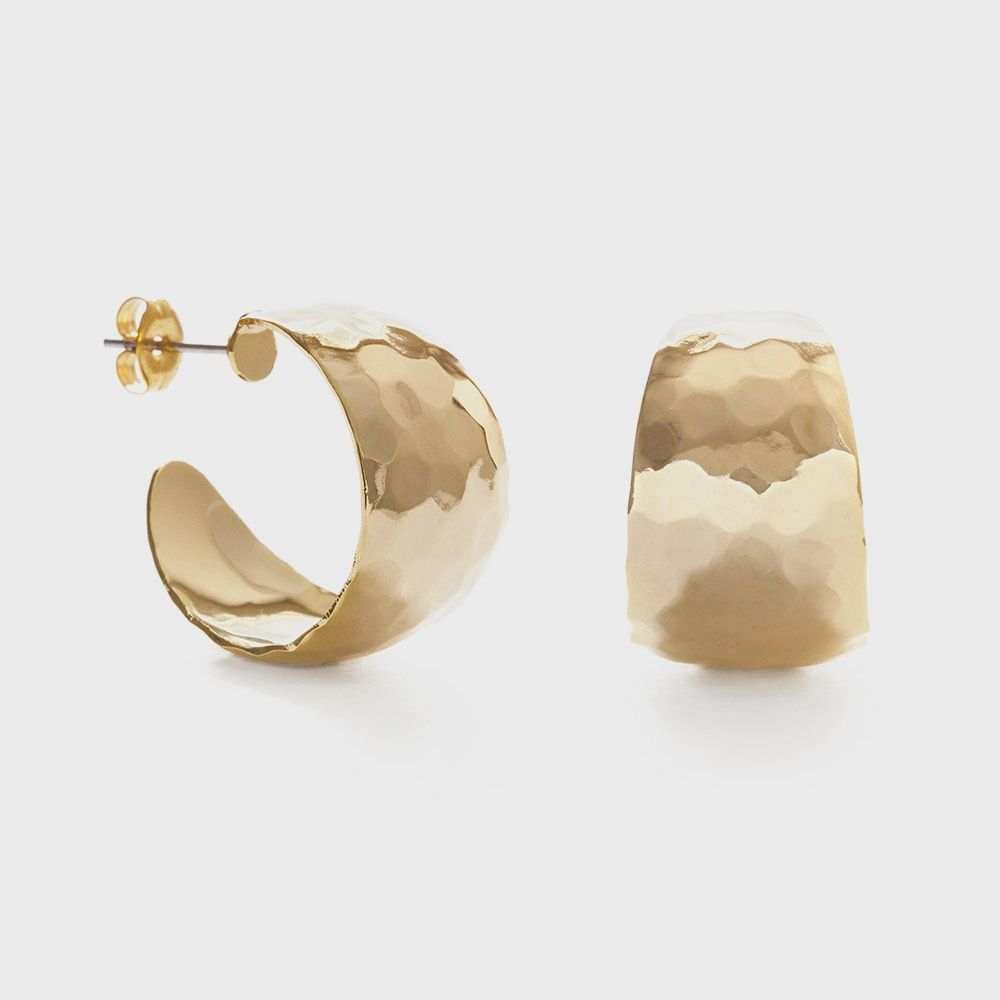 Hammered Vintage Style Hoops, Material: silver