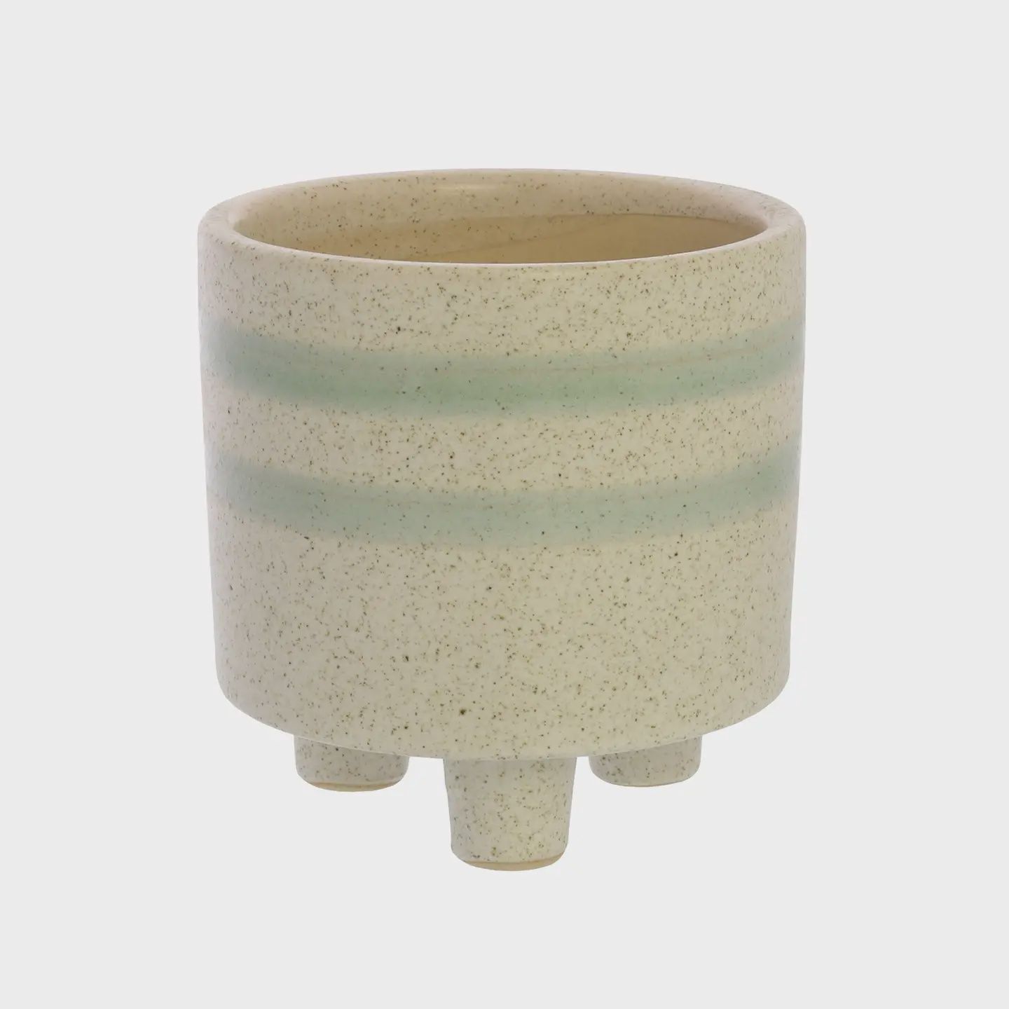 Fluorite Cachepot Ceramic Sm White/ Teal