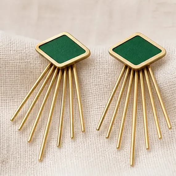 diamond shape studs w/jackets