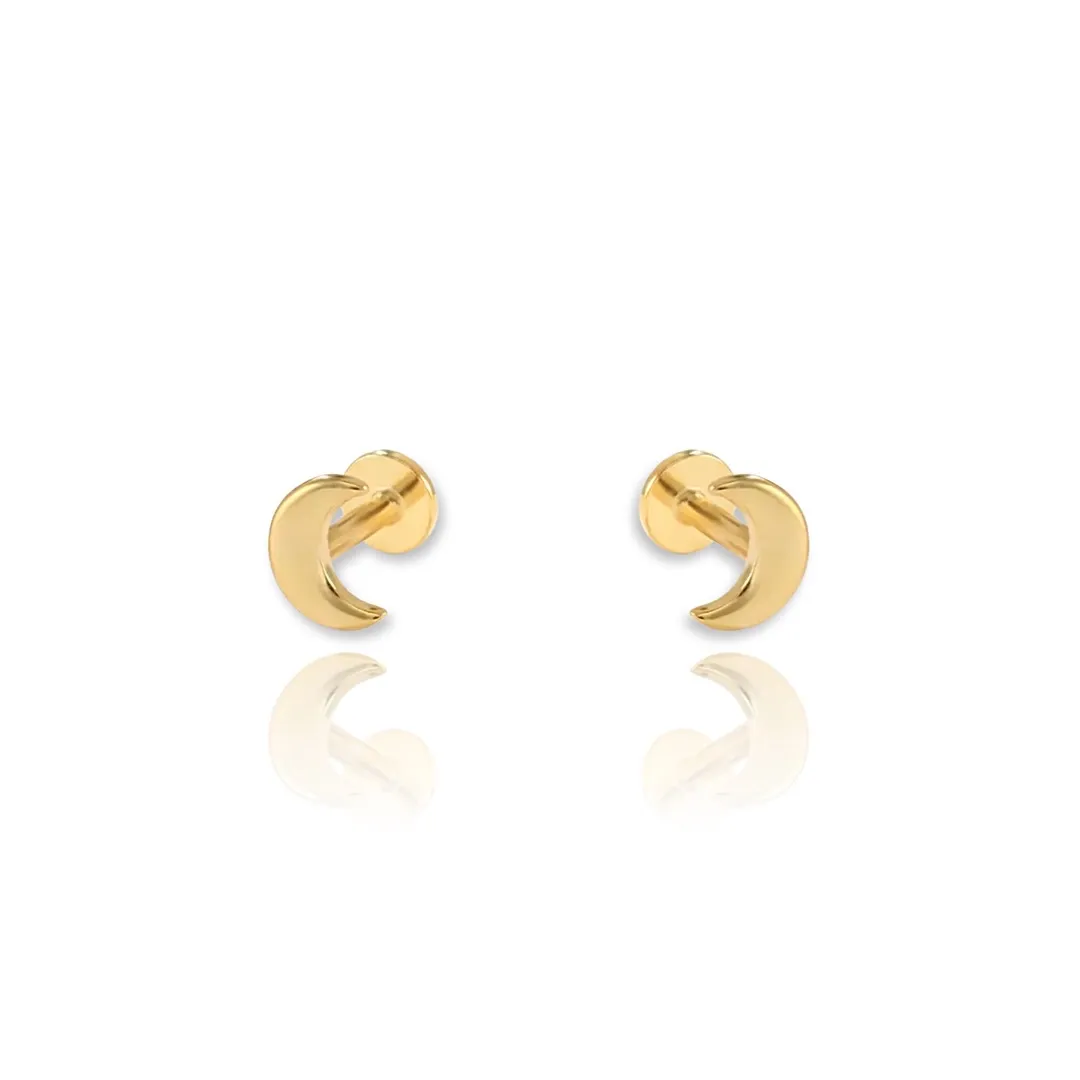 Moon Flat Back Studs | 14k Gold
