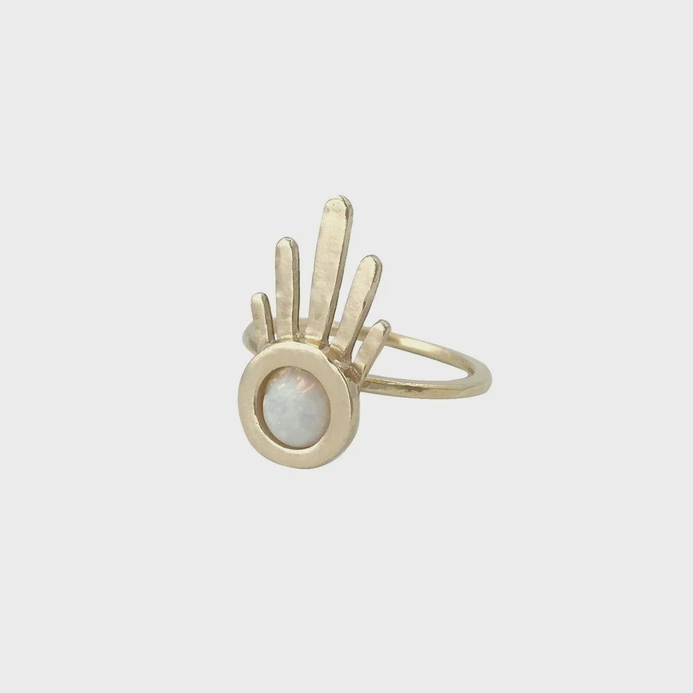 brass burst ring | onyx or opal, Material: opal