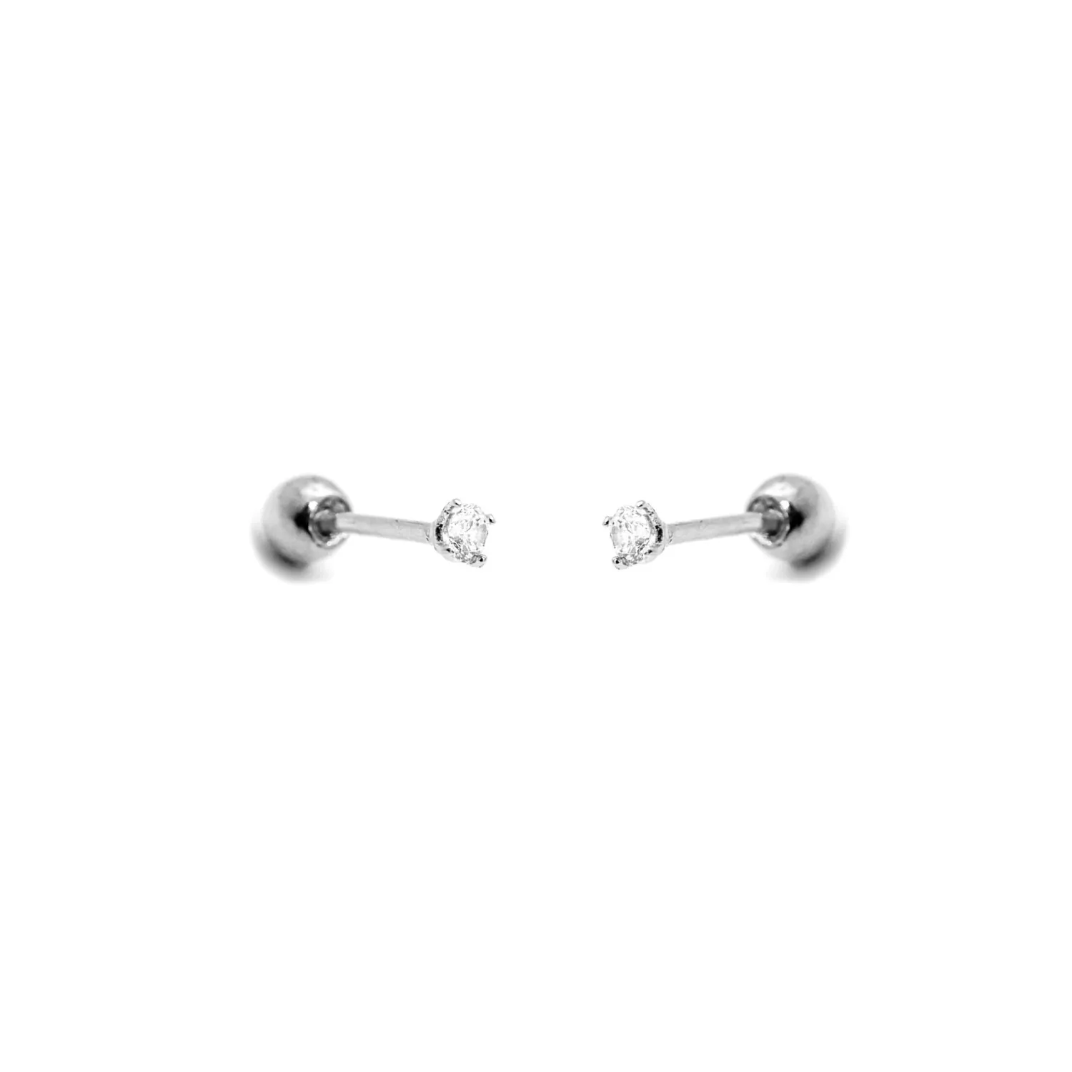 Tiny CZ Stone Screw Back Studs | Silver