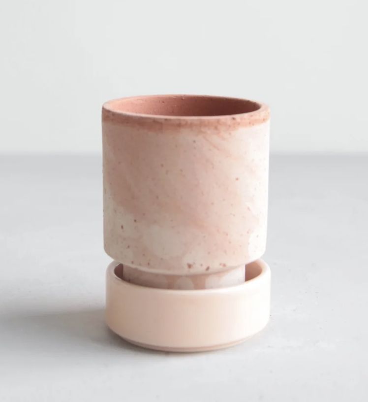 Hoff Pot &amp; Glazed Saucer 8:3.1", Color: pink