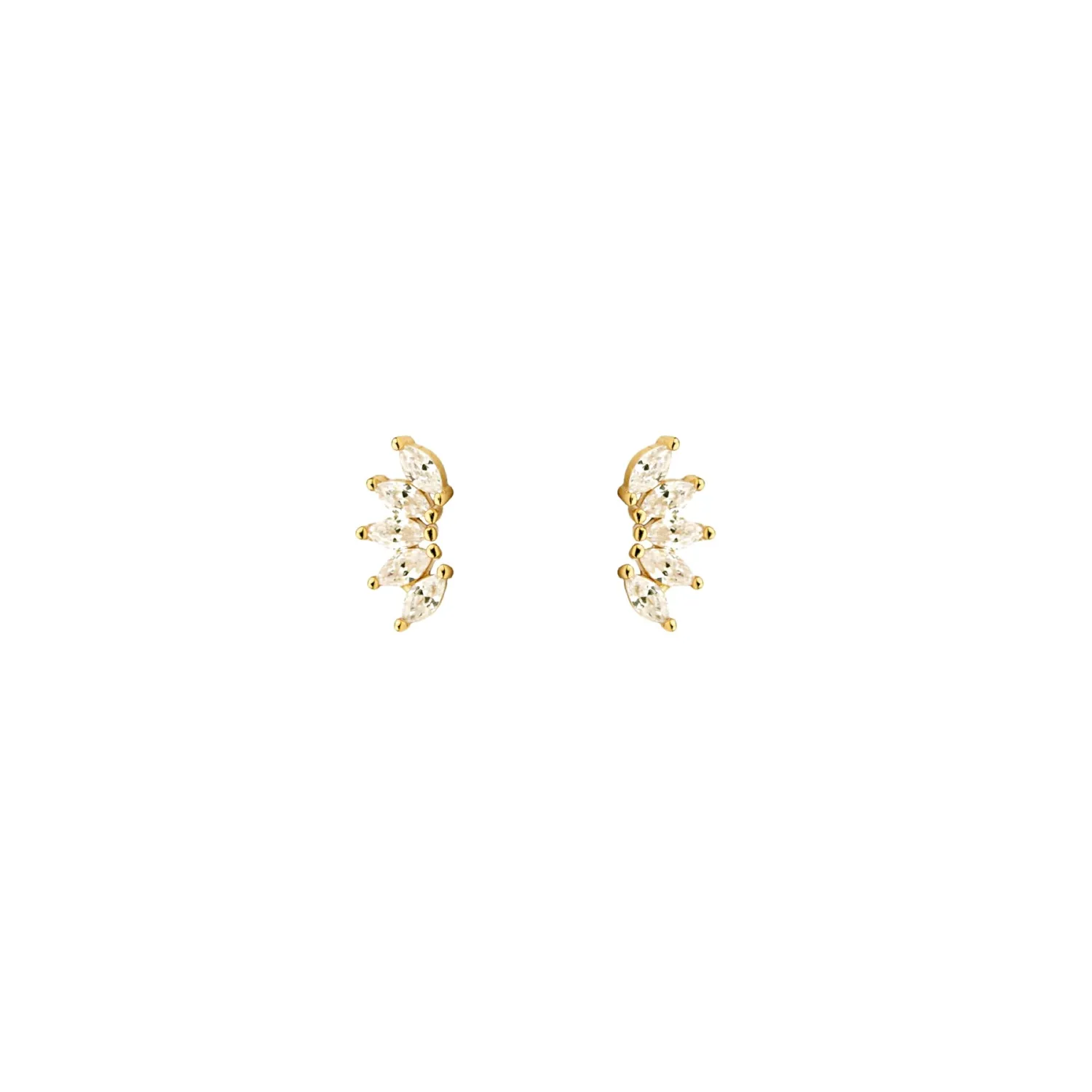 CZ Marquise Fan Flat Back Studs | 18k Gold