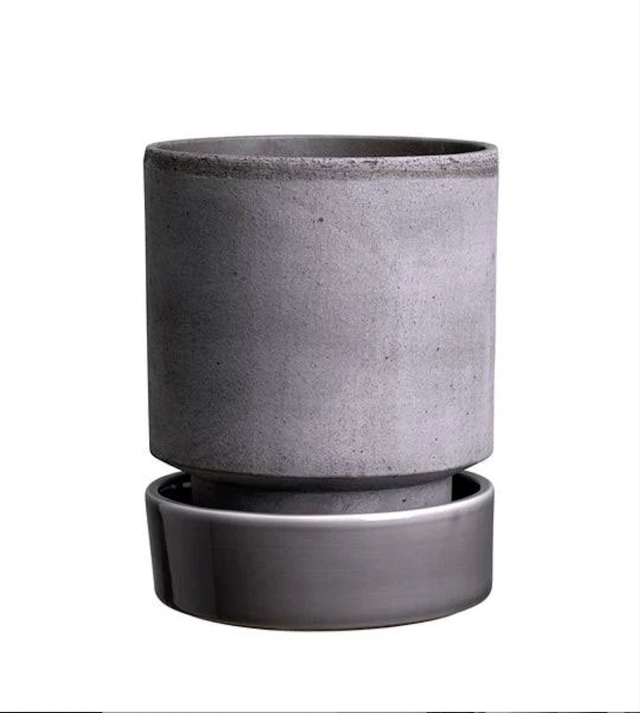 Hoff Pot &amp; Gazed Saucer 14:5.5", Color: Grey Terracotta