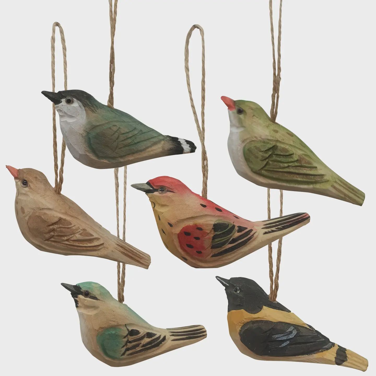 Carved Wooden Bird Ornament