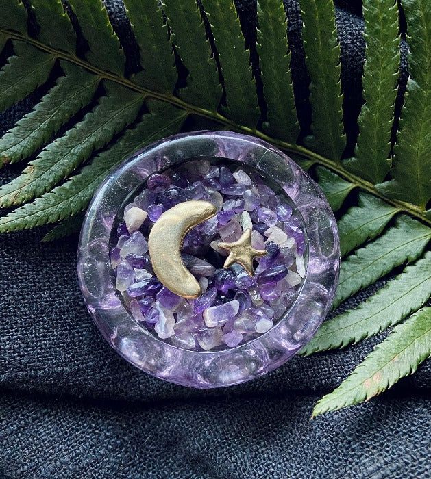 Wax Cast Moon &amp; Stars Ring, Material: Brass