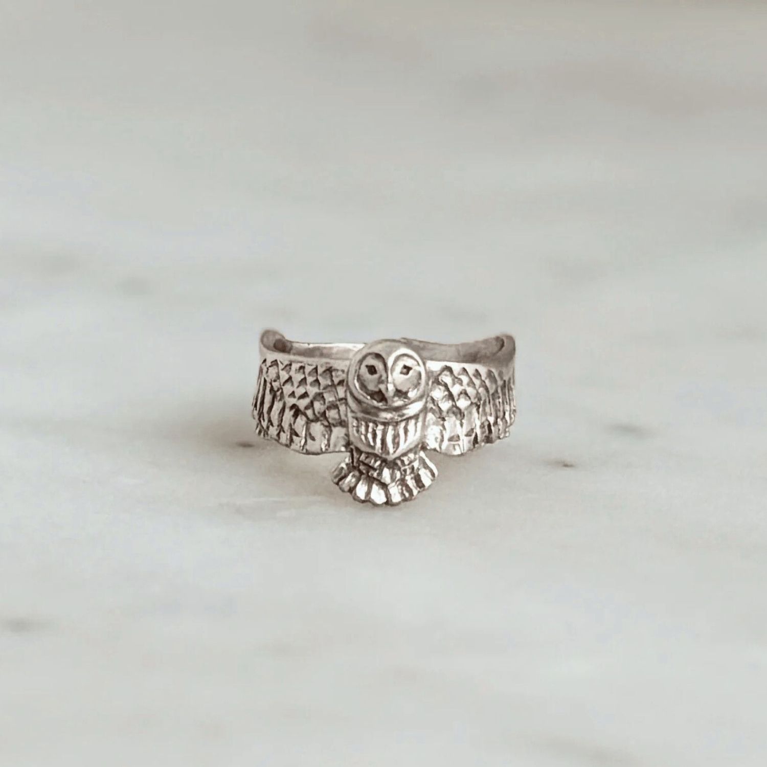 Adjustable Owl Ring, Color: Sterling Silver