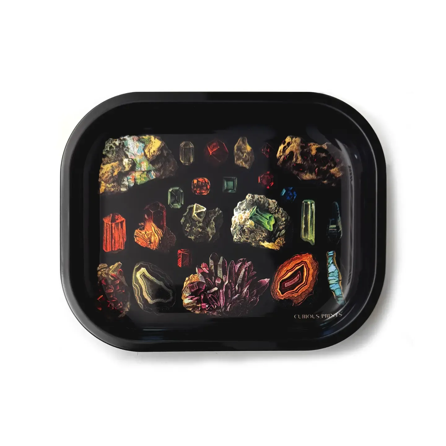 Small metal ritual tray | dark gemstones