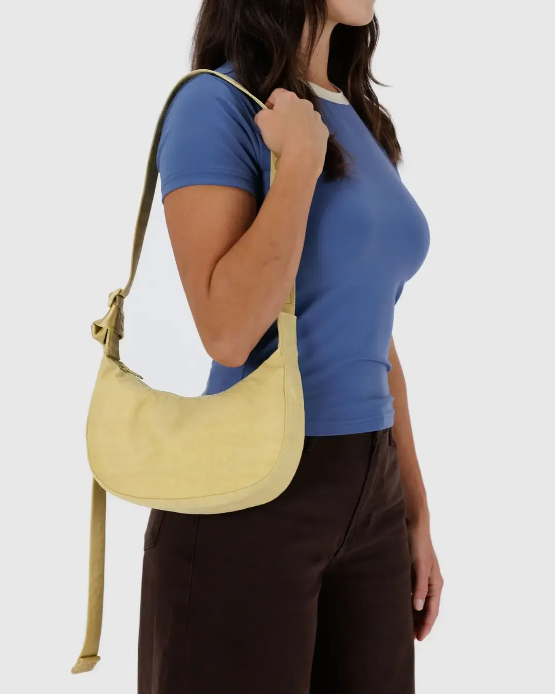 Small Nylon Crescent Bag, Color: Butter