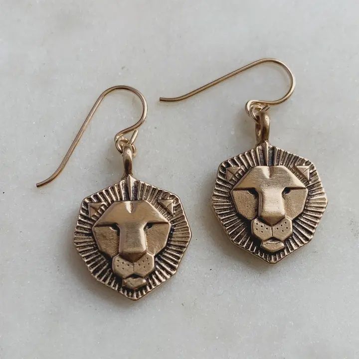 Lion Earrings / Bronze