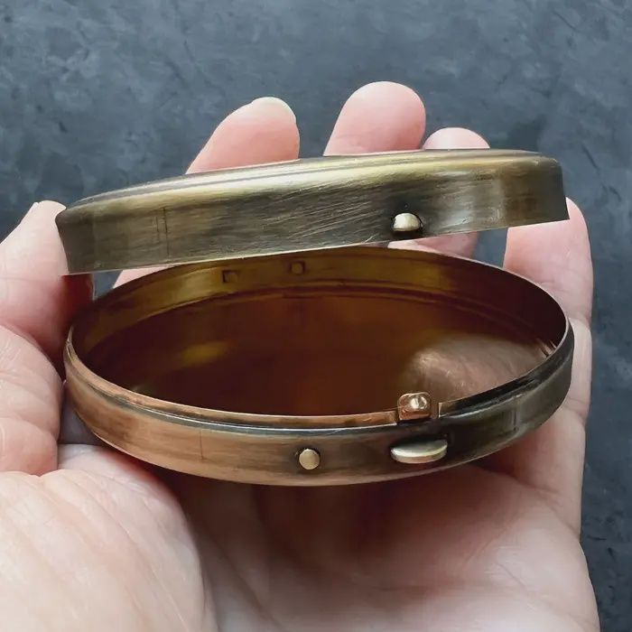 Clean and Simple 2.6" Large Round Brass Pill Box
