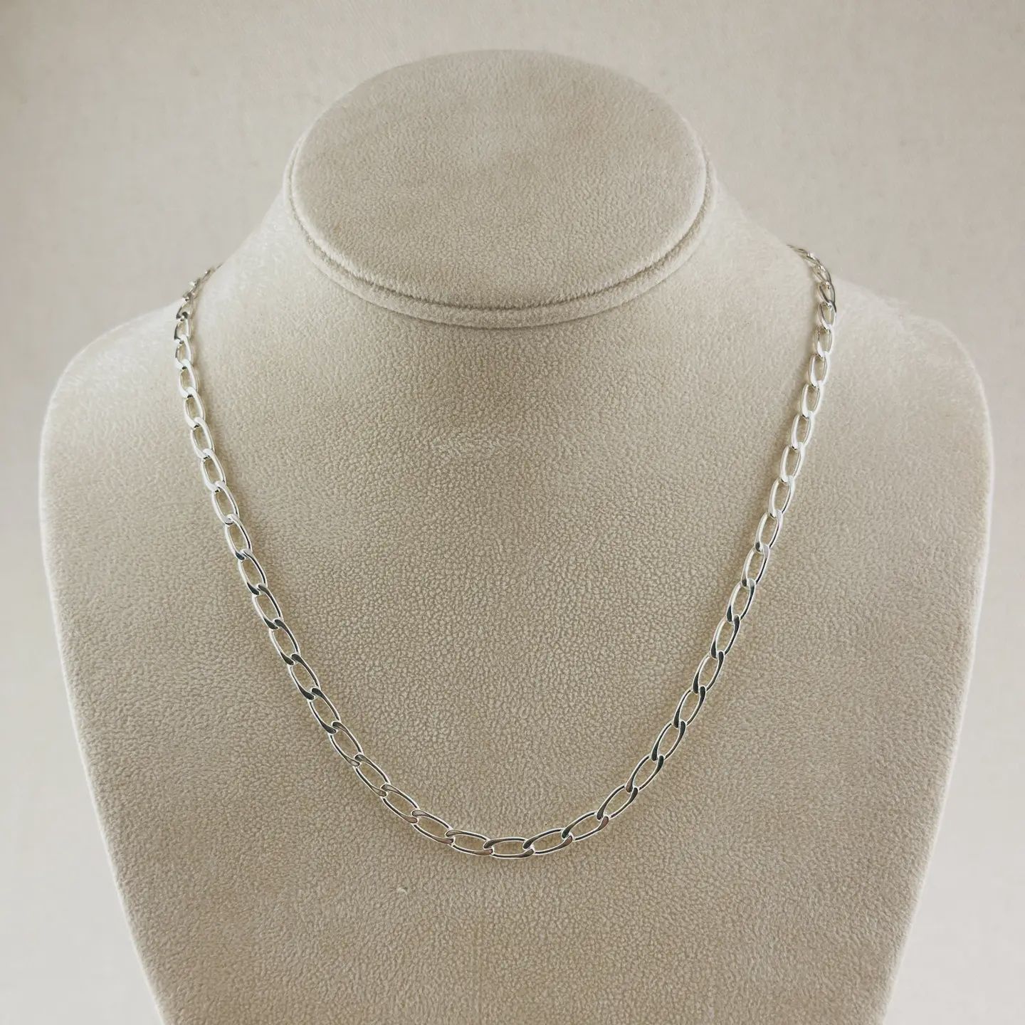 Sterling Slilver Flat Elongated Curb Chain 4.0mm