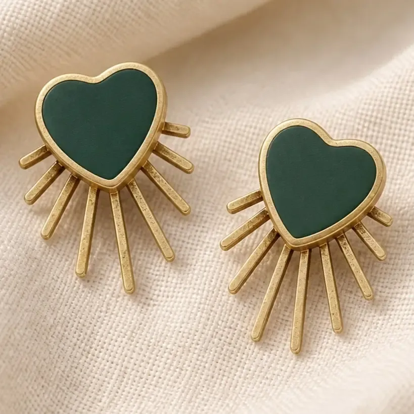Heart Stud earrings with Ray Jackets