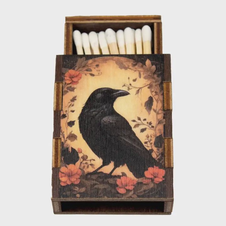 Raven Wooden Matchbox