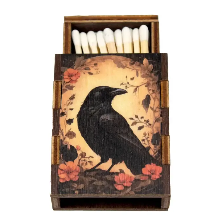Raven Wooden Matchbox