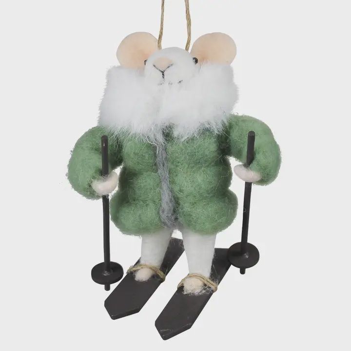 Mouse in Parka on Skis Ornament