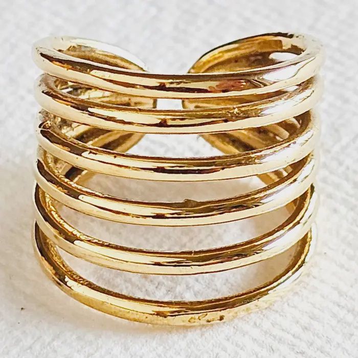 Brass Layered Ring Open