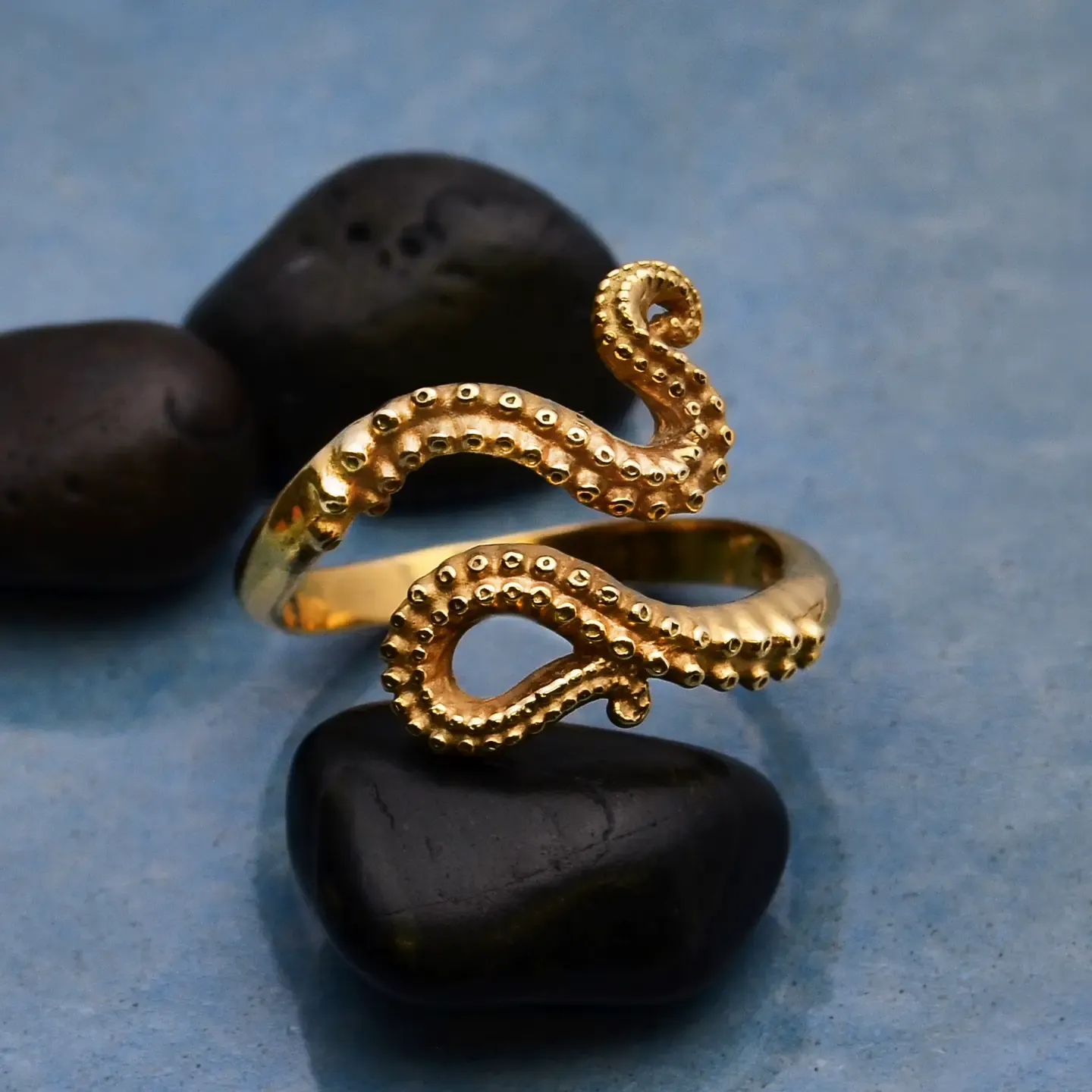 Adjustable Octopus Tentacle Ring, metal: Bronze