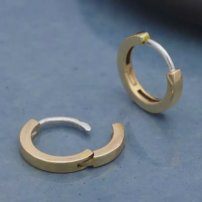Plain Huggie Hoops, metal: bronze