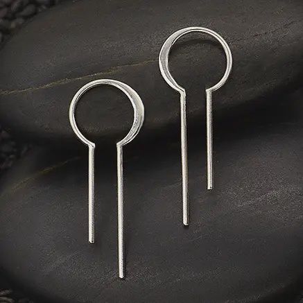 Sterling Silver Bulb Earrings with Vertical Bars