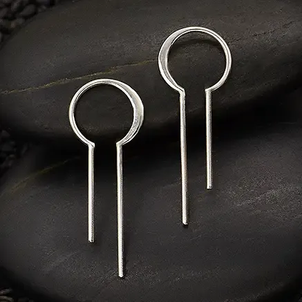 Sterling Silver Bulb Earrings with Vertical Bars