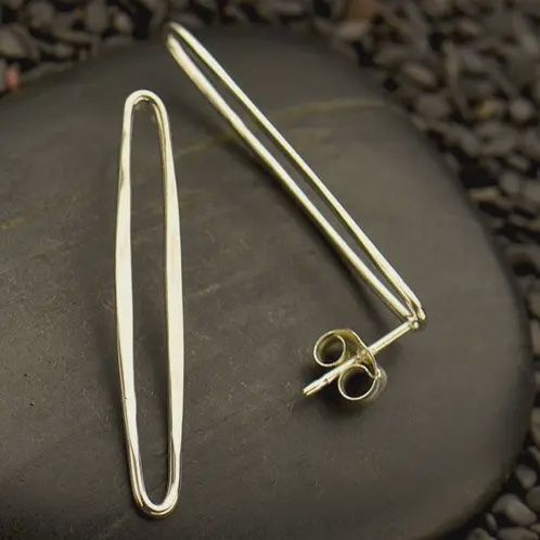 Sterling Silver Lone Oval Post Earrings