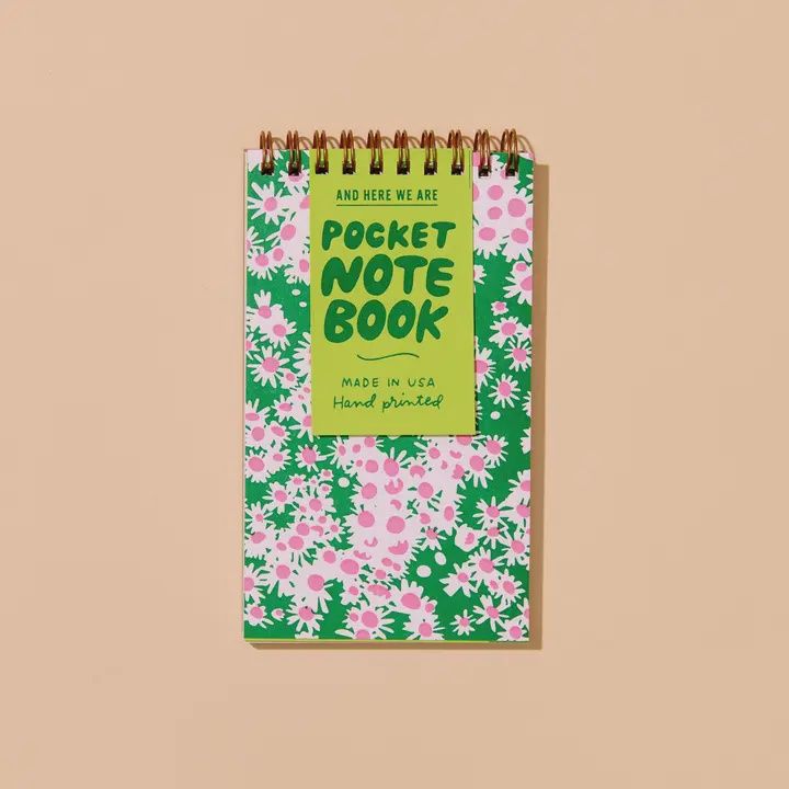 Letterpress Pocket Size Spiral Notebook, design: wildflowers
