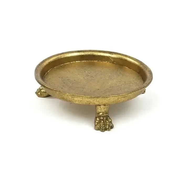 Claw Foot Round Dish with Gold Leaf, Size: Small
