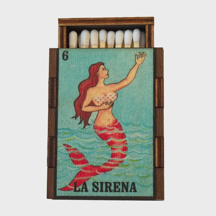 Wooden Matchbox, design: Loteria Sirena Mermaid