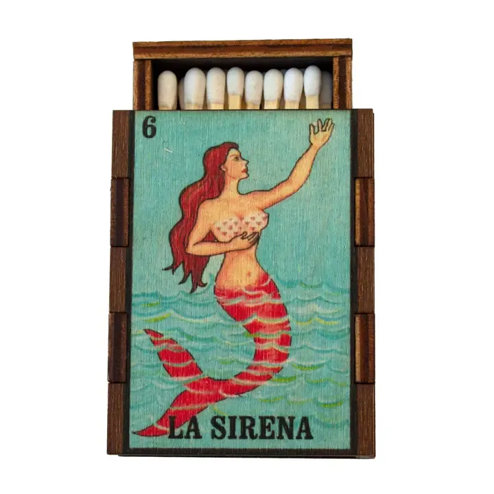 Wooden Matchbox, design: Loteria Sirena Mermaid