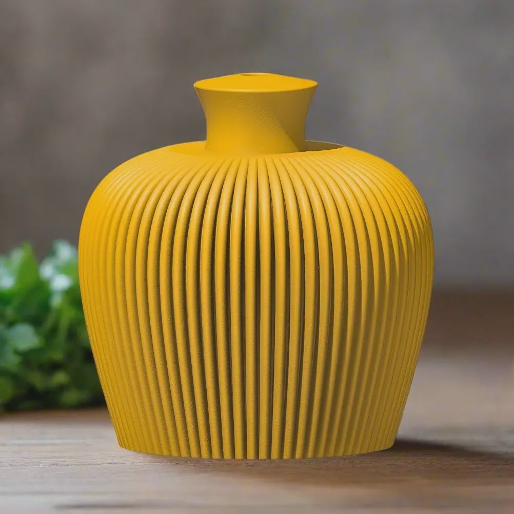 Ribbed Water Bell Thumb Pot | Mustard
