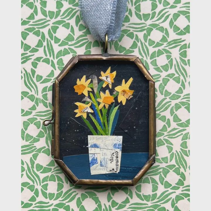 Daffodils in Blue Art Locket