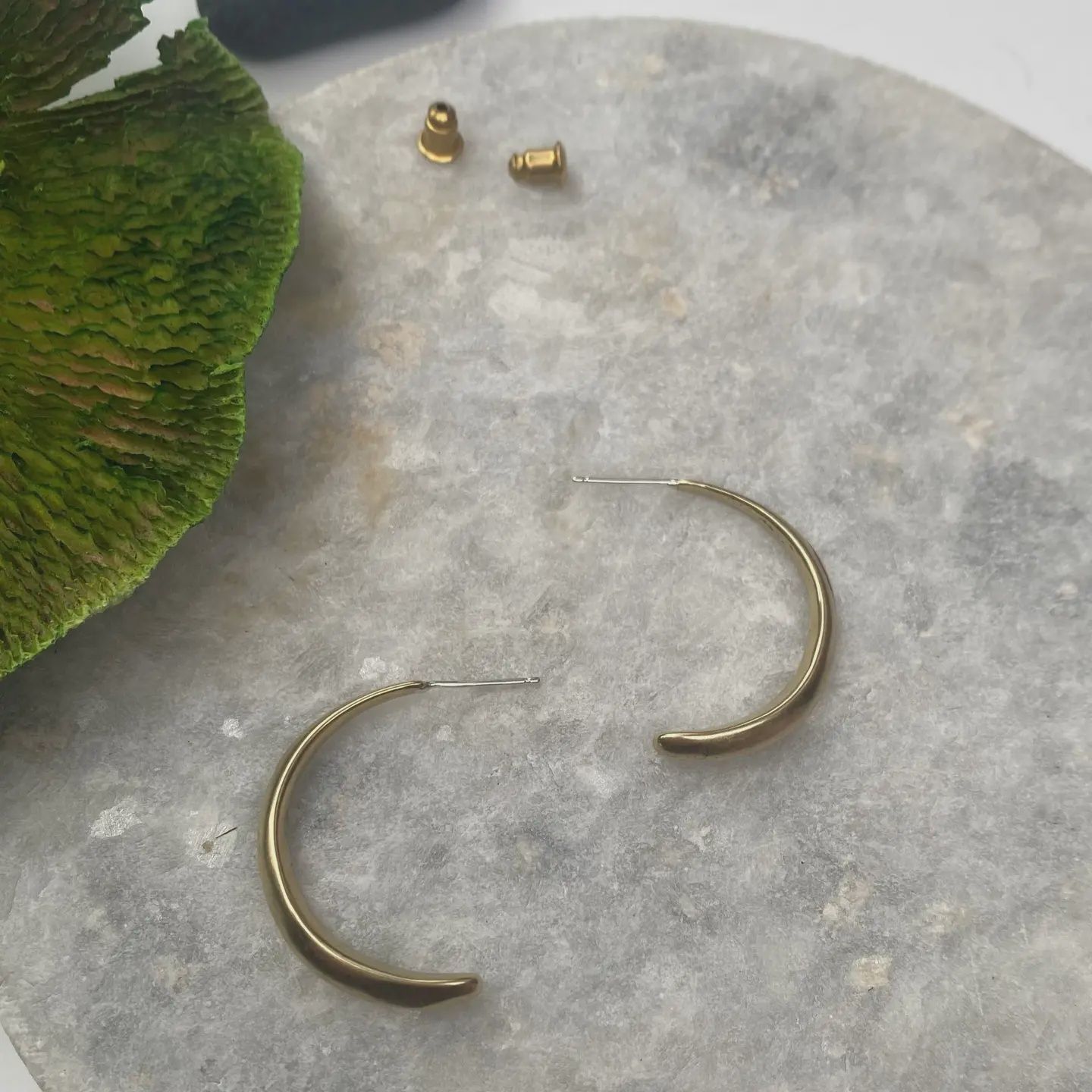 Thick Brass Crescent Studs