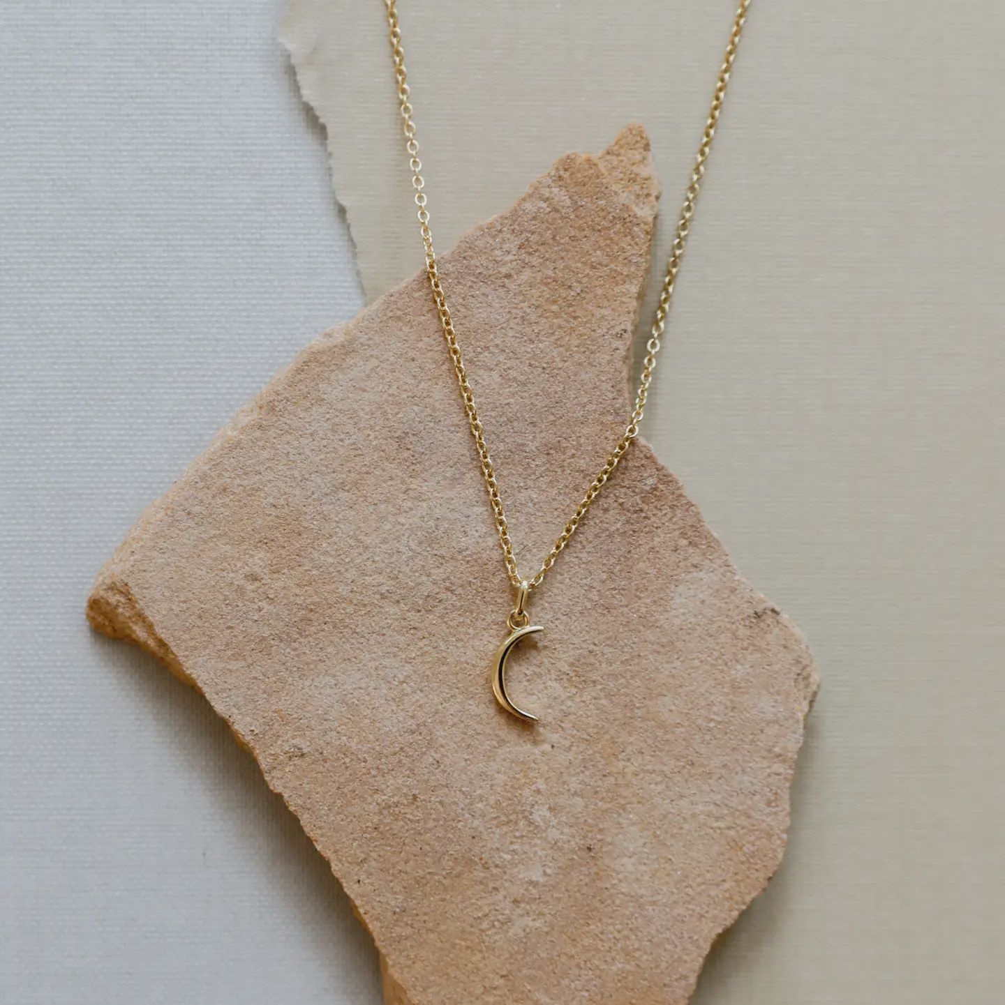 Tiny Crescent Moon Gold Necklace