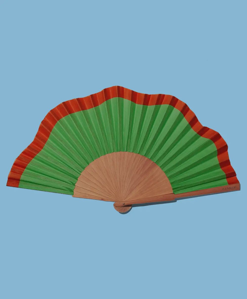 Fluid Shapes Maxi Fan | Green &amp; Red